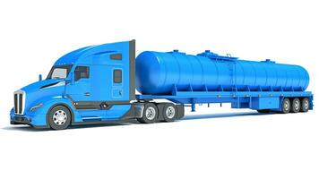 Truck with Tank Trailer 3D rendering on white background photo