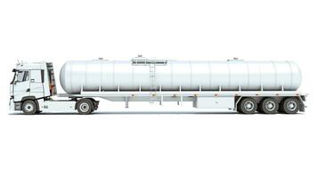 Truck with Tank Trailer 3D rendering on white background photo