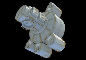 Service Module of ISS International Space Station 3D rendering on black background photo