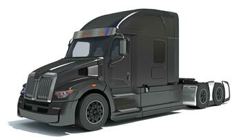 Semi Truck 3D rendering on white background photo