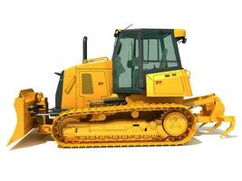 Tracked Dozer heavy construction machinery 3D rendering on white background photo