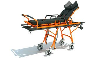 Stretcher Trolley medical equipment 3D rendering on white background photo