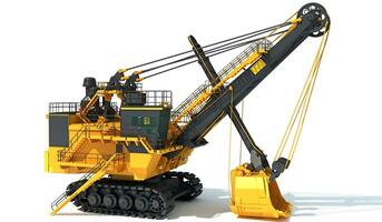 Dragline Excavator heavy construction machinery 3D rendering on white background photo