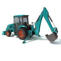 Backhoe Loader 3D rendering on white background photo