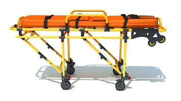 Medical Stretcher Trolley 3D rendering on white background photo