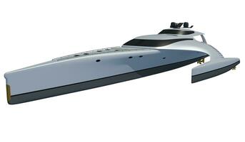 Luxury motor yacht 3D rendering on white background photo