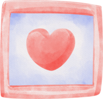 a watercolor heart in a frame on a transparent background png