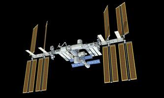 International Space Station ISS 3D rendering on black background photo