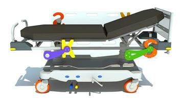 Stretcher Trolley medical equipment 3D rendering on white background photo