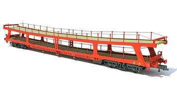 Car Transporter Railroad Wagon 3D rendering on white background photo