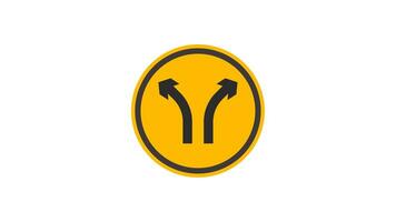 Animated 2d Road arrows sign symbol icon animation video footage. 4K transperancy Background.