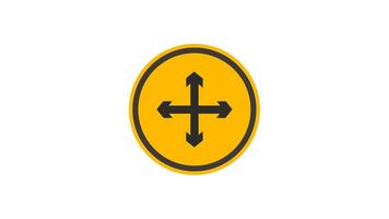 Animated 2d Road arrows sign symbol icon animation video footage. 4K transperancy Background.