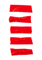 Top view of red adhesive vinyl tape or cloth tape stripes in set isolated with clipping path in png file format