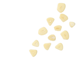 Top view set of garlic slices isolated with clipping path in png file format
