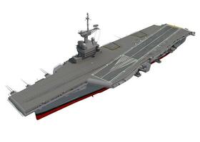 Aircraft Carrier military vessel 3D rendering ship on white background photo