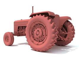 Classic Farm Tractor Clay 3D rendering on white background photo