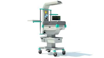 Anesthesia Respiratory Workstation Trolley medical equipment 3D rendering on white background photo