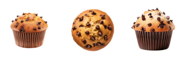 AI generated three muffins are shown in different sizes png