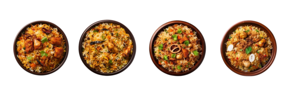 AI generated three bowls of food on a transparent background png