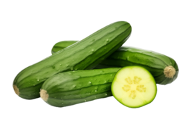 Cucumber vegetable with cucumber cut slice isolated on transparent background png