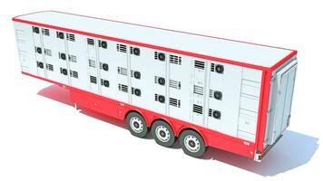 Cattle Animal Transporter semi trailer 3D rendering on white background photo