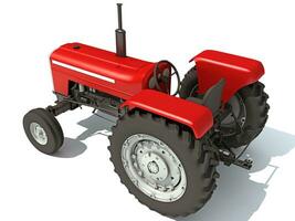 antiguo granja tractor 3d representación en blanco antecedentes foto