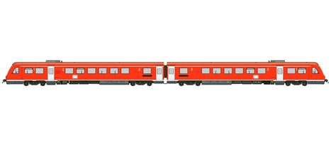 Red passenger train 3D rendering on white background photo