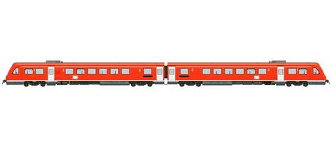 Red passenger train 3D rendering on white background photo