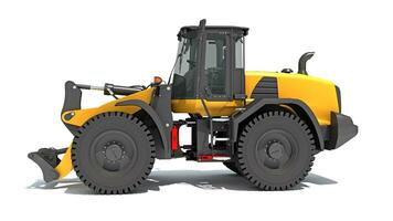 Wheel Loader heavy construction machinery 3D rendering on white background photo