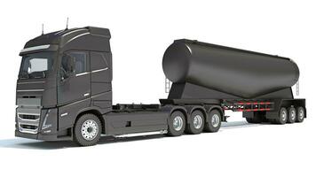 Truck with Tank Trailer 3D rendering on white background photo