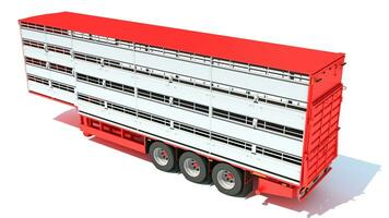 Cattle Animal Transporter semi trailer 3D rendering on white background photo