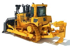 Tracked Dozer heavy construction machinery 3D rendering on white background photo