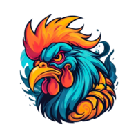 AI generated Fierce rooster mascot for t-shirts ready to print png