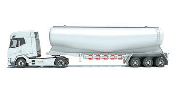 Heavy truck with tank trailer 3D rendering on white background photo