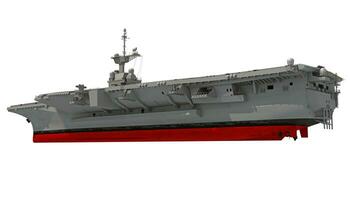 Aircraft carrier nuclear military ship, side view 3D rendering photo