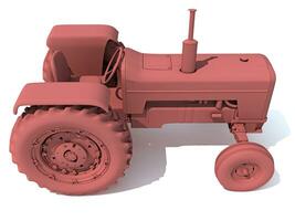 Classic Farm Tractor Clay 3D rendering on white background photo