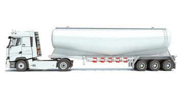 Truck with Tank Trailer 3D rendering on white background photo