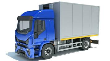 Transporter Box Truck 3D rendering on white background photo