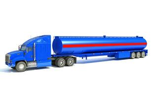 Heavy truck with tank trailer 3D rendering on white background photo