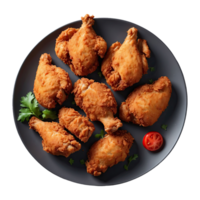 AI generated Delicious fried chicken on the plate on plate isolated on transparent background png