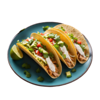 AI generated fresh homemade chicken tacos recipe isolated on transparent background png