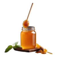 AI generated honey food with honey stick isolated on transparent background png