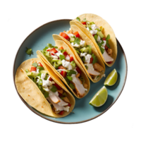 AI generated fresh homemade chicken tacos recipe isolated on transparent background png