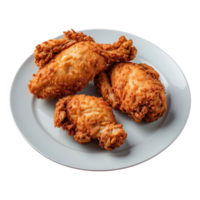 AI generated Delicious fried chicken on the plate on plate isolated on transparent background png