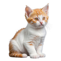 ai generiert jung exotisch Katze Orange und Weiß einer Monat alt isoliert auf transparent Hintergrund png