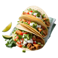 AI generated fresh homemade chicken tacos recipe isolated on transparent background png