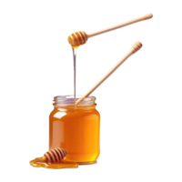 AI generated honey food with honey stick isolated on transparent background png