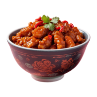 AI generated chinese food spicy food isolated on transparent background png