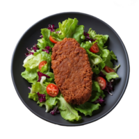AI generated fried meat minced along with green salad isolated on transparent background png