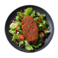 ai generiert gebraten Fleisch gehackt entlang mit Grün Salat isoliert auf transparent Hintergrund png